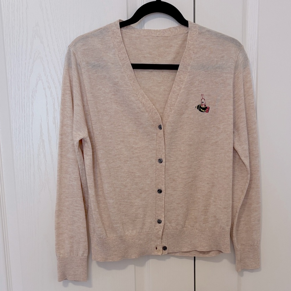 Embroidered Wool Blend Cardigan